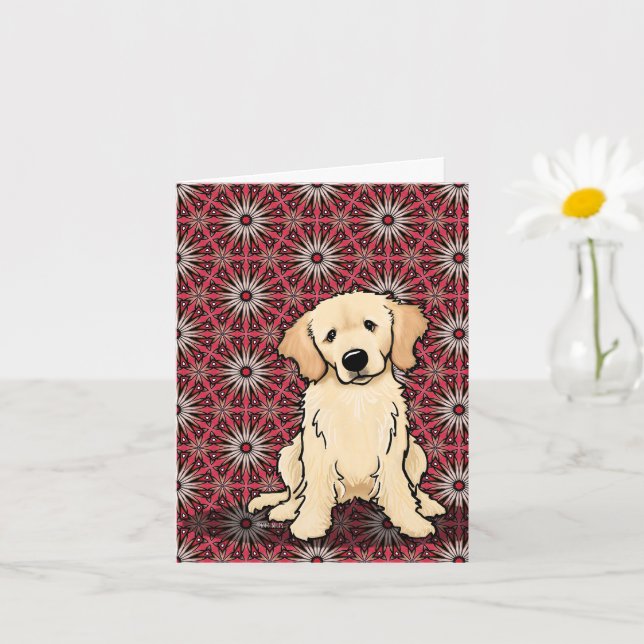 Cute Golden Retriever Card (Small Plant)