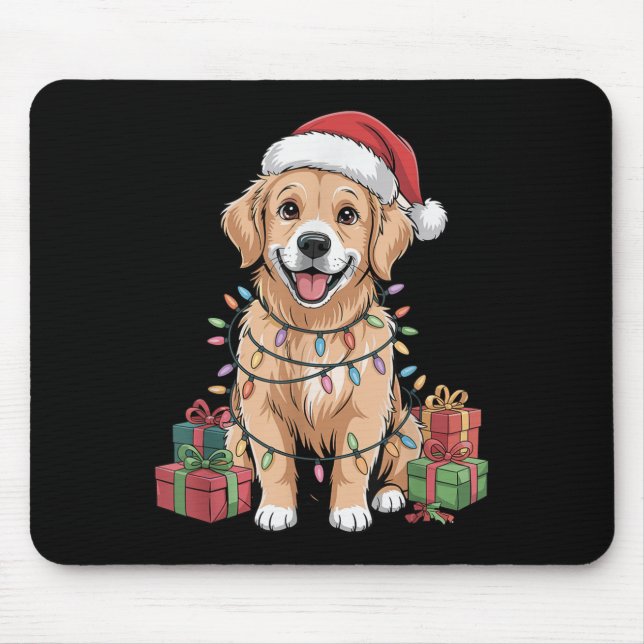 Cute Golden Retriever Christmas Funny Dog Lover Ho Mouse Pad (Front)