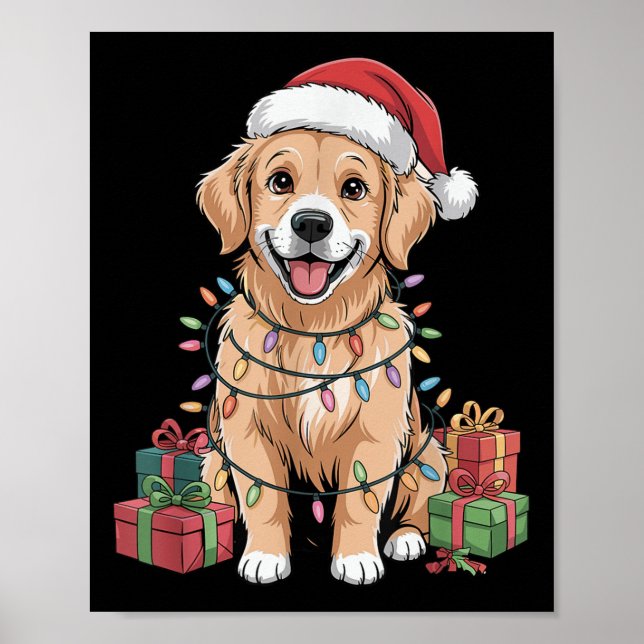 Cute Golden Retriever Christmas Funny Dog Lover Ho Poster (Front)