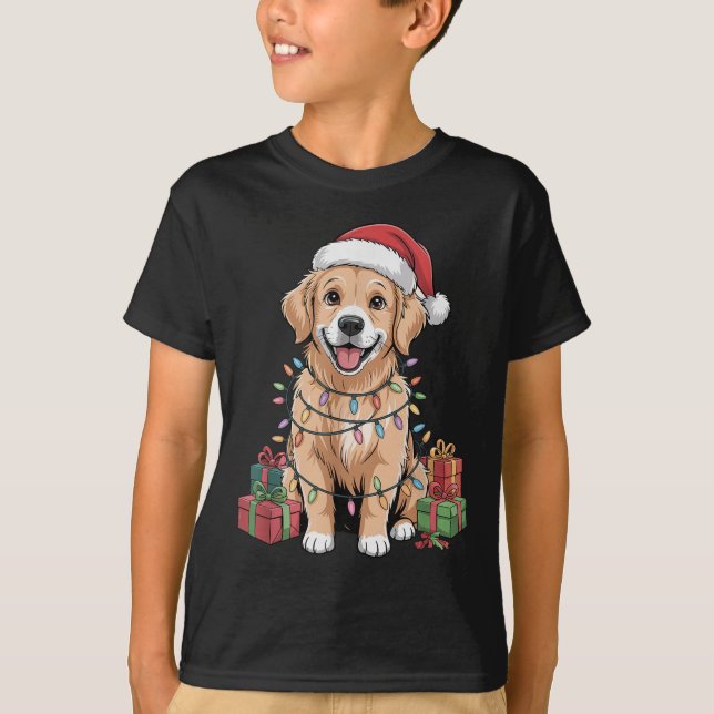 Cute Golden Retriever Christmas Funny Dog Lover Ho T-Shirt (Front)
