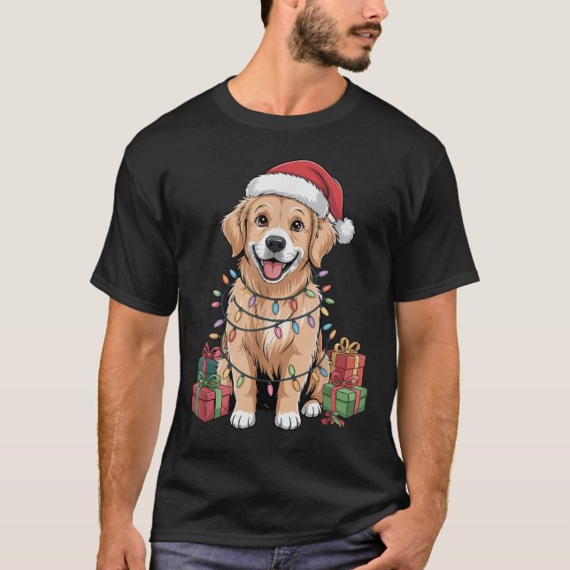 Cute Golden Retriever Christmas Funny Dog Lover Ho T-Shirt (Front)