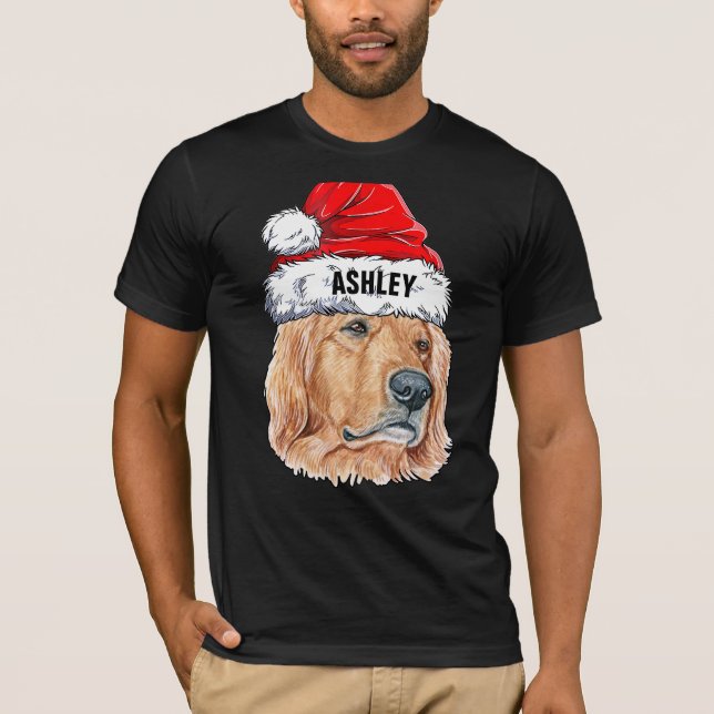 Cute Golden retriever Christmas Hat Dog Big T-Shirt (Front)