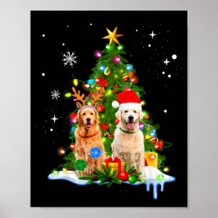 Cute Golden Retriever Christmas Tree  Poster
