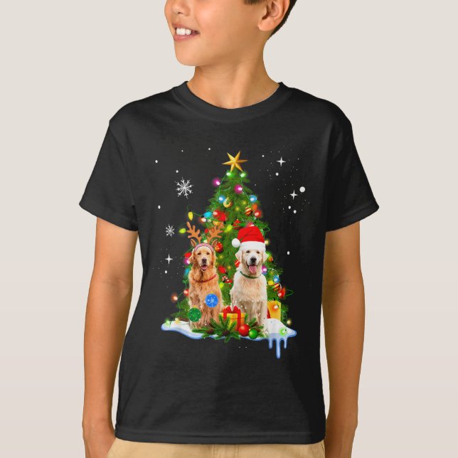 Cute Golden Retriever Christmas Tree  T-Shirt (Front)