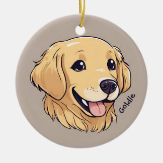 Cute Golden Retriever Dog Ceramic Ornament
