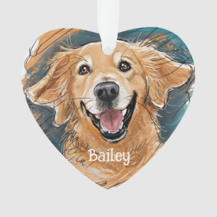 Cute Golden Retriever Dog Christmas Personalised Ornament