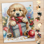 Cute Golden Retriever Dog Christmas Puppy  Jigsaw Puzzle<br><div class="desc">Looking for a fun and engaging activity to share with your family this holiday season? Look no further than our jigsaw puzzle collection featuring playful Golden Retriever! As a dog lover, you'll adore the variety of designs we offer, including cute and cuddly puppies, loveable Golden Retriever dogs, and even scenes...</div>