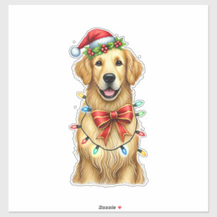 Cute Golden Retriever Dog Coquette Bow Christmas M