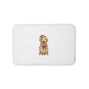 Cute Golden Retriever Dog Coquette Bow Christmas M Bath Mat