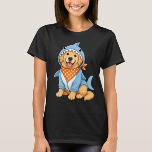 Cute golden retriever dog in blue shark costume  T-Shirt