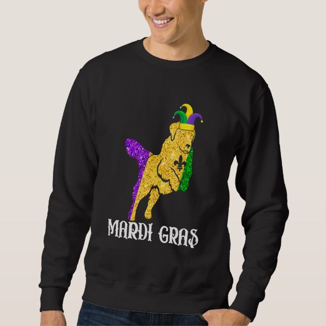 Cute Golden Retriever Dog Lover Mardi Gras Party J Sweatshirt (Front)