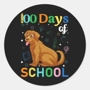 Cute Golden Retriever Dog Lovers Student 100th Day Classic Round Sticker