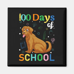 Cute Golden Retriever Dog Lovers Student 100th Day Magnet