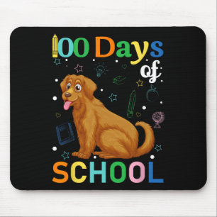 Cute Golden Retriever Dog Lovers Student 100th Day Mouse Pad