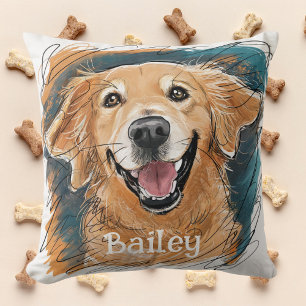 Cute Golden Retriever Dog Personalised Cushion