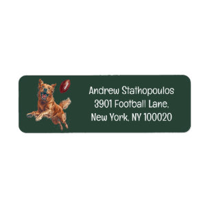 Cute Golden Retriever Dog Playing Football Return Address Label
