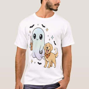 Cute Golden Retriever Dog Pug Coffee Halloween T-Shirt