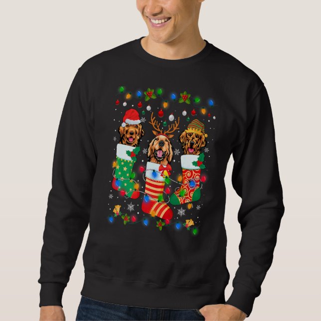 Cute Golden Retriever Dog Puppy Christmas Socks Xm Sweatshirt (Front)