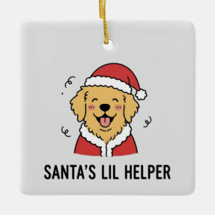 Cute Golden Retriever Dog Santa Outfit Christmas Ceramic Ornament