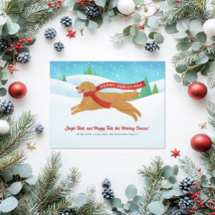 Cute Golden Retriever Dog Snow Christmas Holiday Postcard
