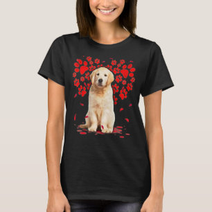 Cute Golden Retriever Dog Valentine Heart Paws - S T-Shirt