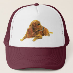 Cute Golden Retriever Dog Watercolour Animal Art Trucker Hat