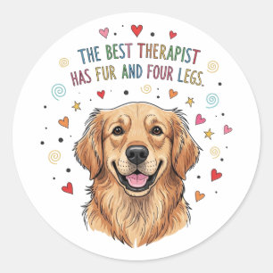 Cute Golden Retriever Doodle Classic Round Sticker