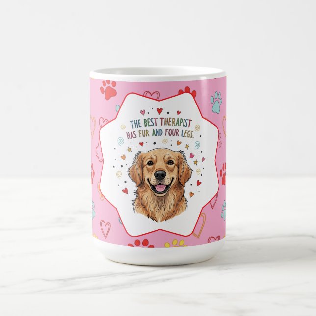 Cute Golden Retriever Doodle Coffee Mug (Center)