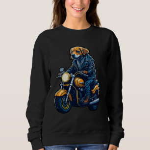 Cute golden retriever drives motorcycle at Christm Sweatshirt