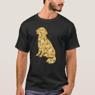 Cute Golden Retriever Flower Floral Silhouette Dog T-Shirt