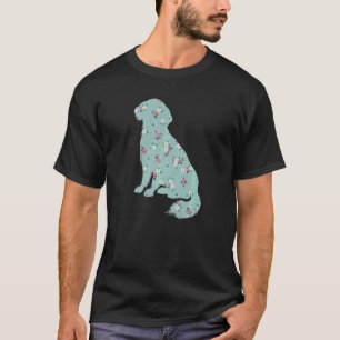 Cute Golden Retriever Flower Floral Silhouette Dog T-Shirt