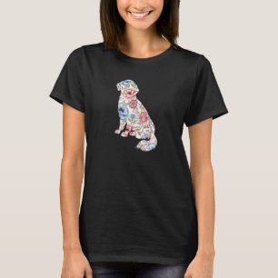Cute Golden Retriever Flower Floral Silhouette Dog T-Shirt