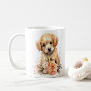Cute Golden Retriever Gift Watercolor Puppy Dog Coffee Mug