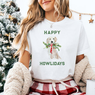 Cute Golden Retriever Happy Howlidays Christmas T-Shirt