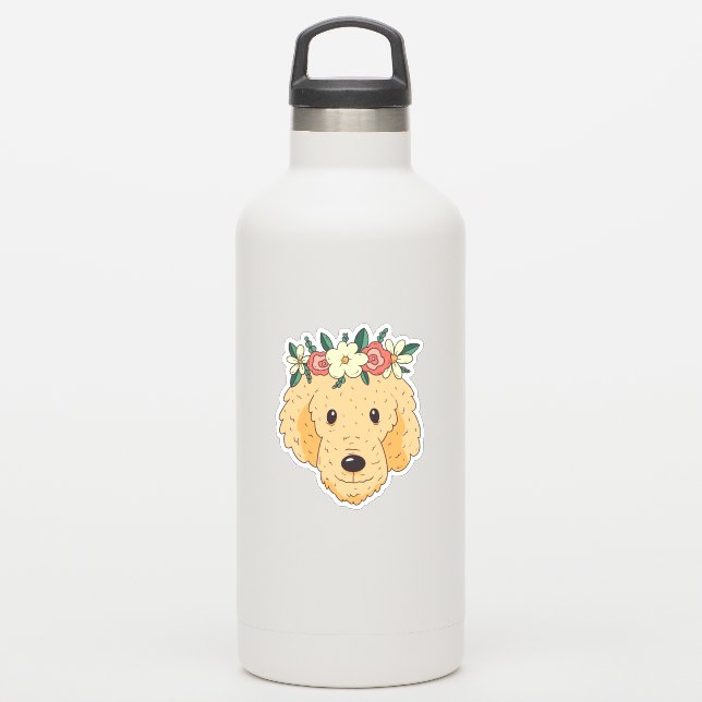 Cute Golden Retriever Head (Waterbottle)