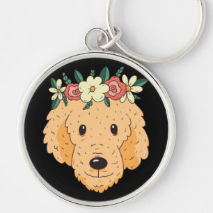 Cute Golden Retriever Head Key Ring