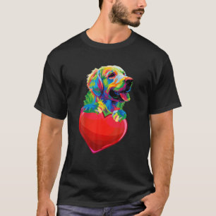 Cute Golden Retriever Heart Dog Lovers Colourful V T-Shirt
