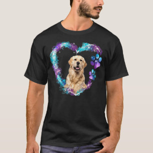 Cute Golden Retriever Miracle Heart  Blue  Paws Do T-Shirt