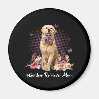 Cute Golden Retriever Mum Flower Happy Mother's Magnet