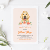 Cute Golden Retriever Peach Flowers Bridal Brunch