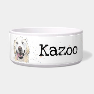 Cute Golden Retriever personalised named dog Bowl