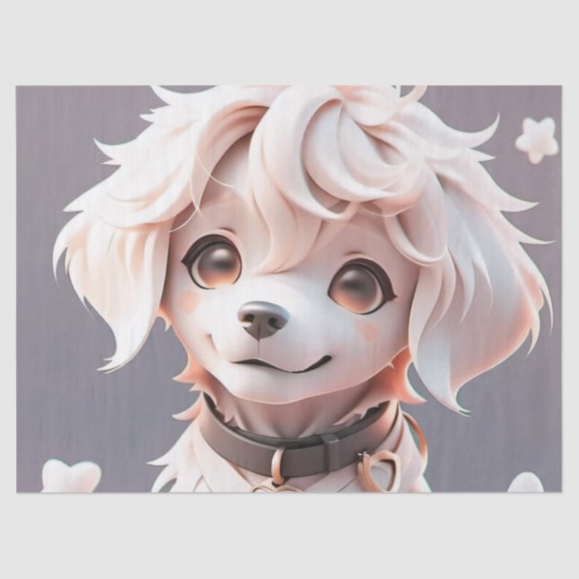 Cute Golden Retriever Puppy Birthday Gift Wrap Tissue Paper (Front)