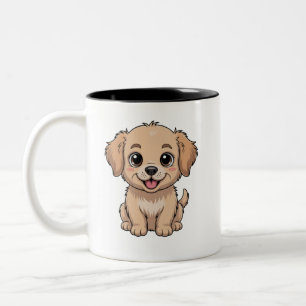 Cute Golden Retriever Puppy Design Two-Tone Coffee Mug