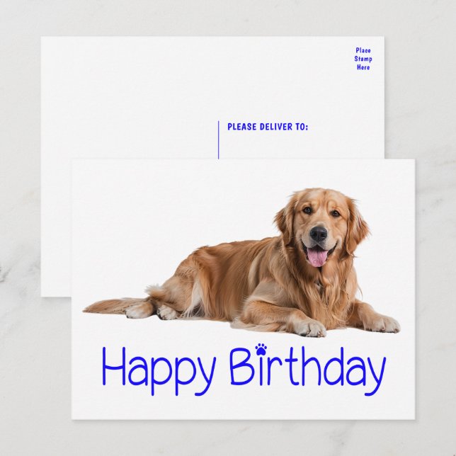 Cute Golden Retriever Puppy Dog Happy Birthday Postcard (Front/Back)