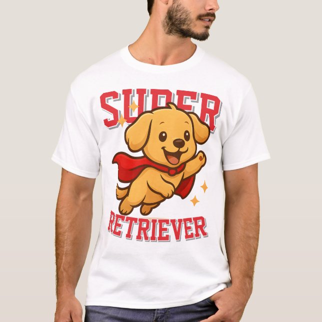 Cute Golden Retriever Superhero Unisex Man Woman  T-Shirt (Front)