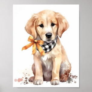 Cute Golden Retriever Watercolor Adorable Dog Poster