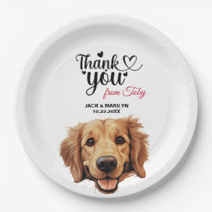 Cute Golden Retriever Wedding Thank You Party Paper Plate