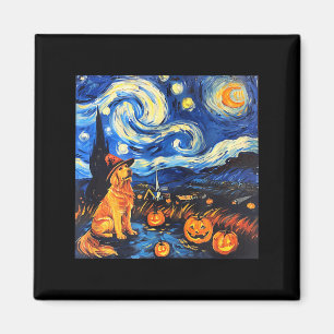 Cute Golden Retriever Witch _ Funny Dog Halloween Magnet