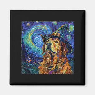 Cute Golden Retriever Witch _ Funny Dog Halloween Magnet