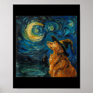Cute Golden Retriever Witch _ Funny Dog Halloween Poster